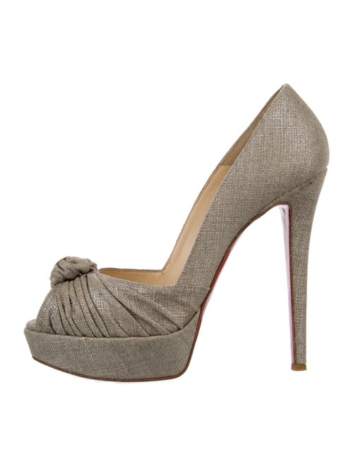 Christian Louboutin Canvas Pleated Accents Pumps