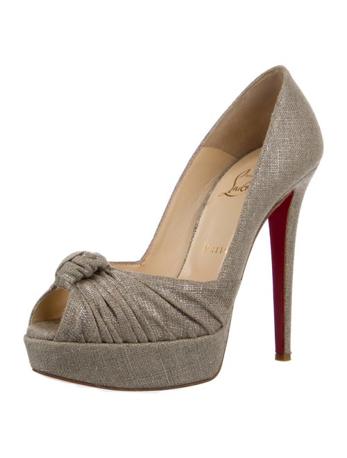 Christian Louboutin Canvas Pleated Accents Pumps