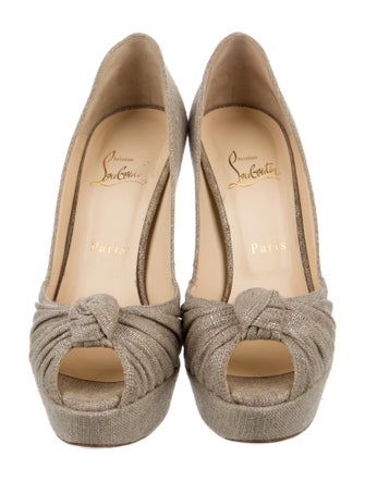 Christian Louboutin Canvas Pleated Accents Pumps