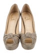 Christian Louboutin Canvas Pleated Accents Pumps