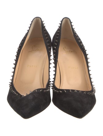 Christian Louboutin Spike Accents Suede Pumps