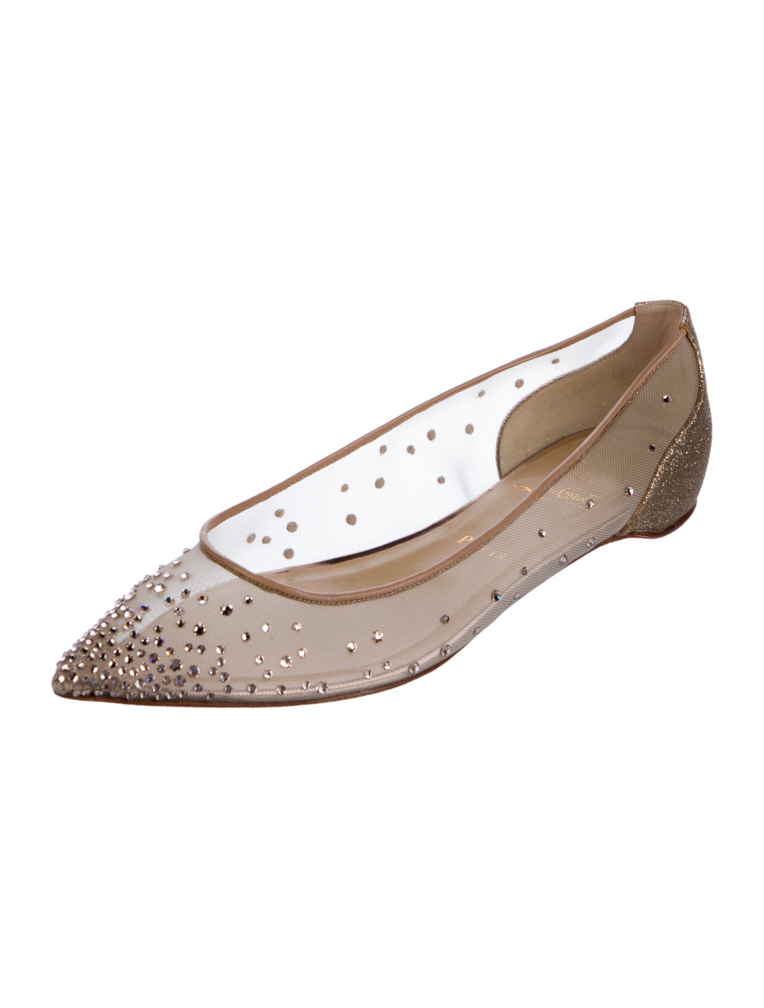 Christian Louboutin Mesh Glitter Accents Ballet Flats