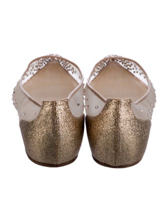 Christian Louboutin Mesh Glitter Accents Ballet Flats