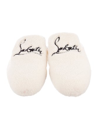 Christian Louboutin Shearling Embroidered Accent Slippers