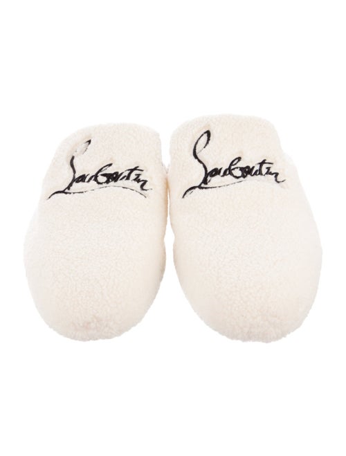Christian Louboutin Shearling Embroidered Accent Slippers