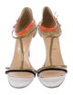 Christian Louboutin Patent Leather Colorblock Pattern T-Strap Sandals