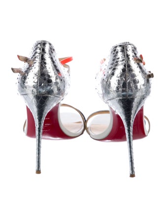 Christian Louboutin Patent Leather Colorblock Pattern T-Strap Sandals