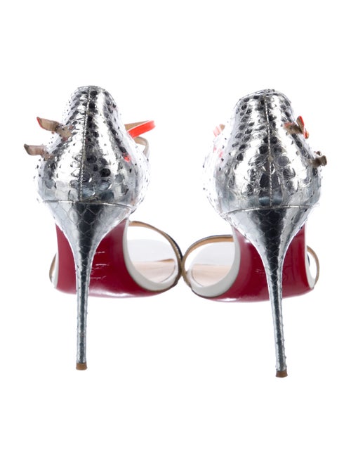 Christian Louboutin Patent Leather Colorblock Pattern T-Strap Sandals