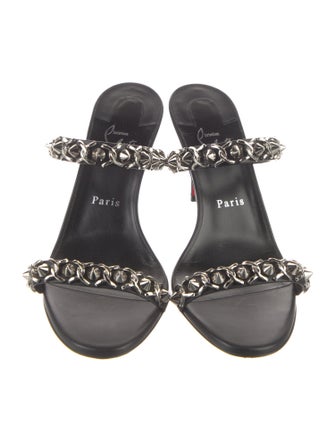 Christian Louboutin Spike Accents Leather Slides