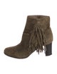 Christian Louboutin Suede Fringe Trim Accent Boots