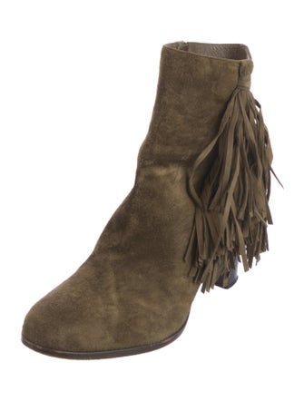 Christian Louboutin Suede Fringe Trim Accent Boots