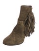 Christian Louboutin Suede Fringe Trim Accent Boots
