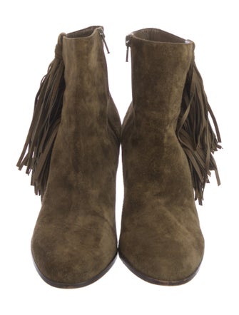 Christian Louboutin Suede Fringe Trim Accent Boots
