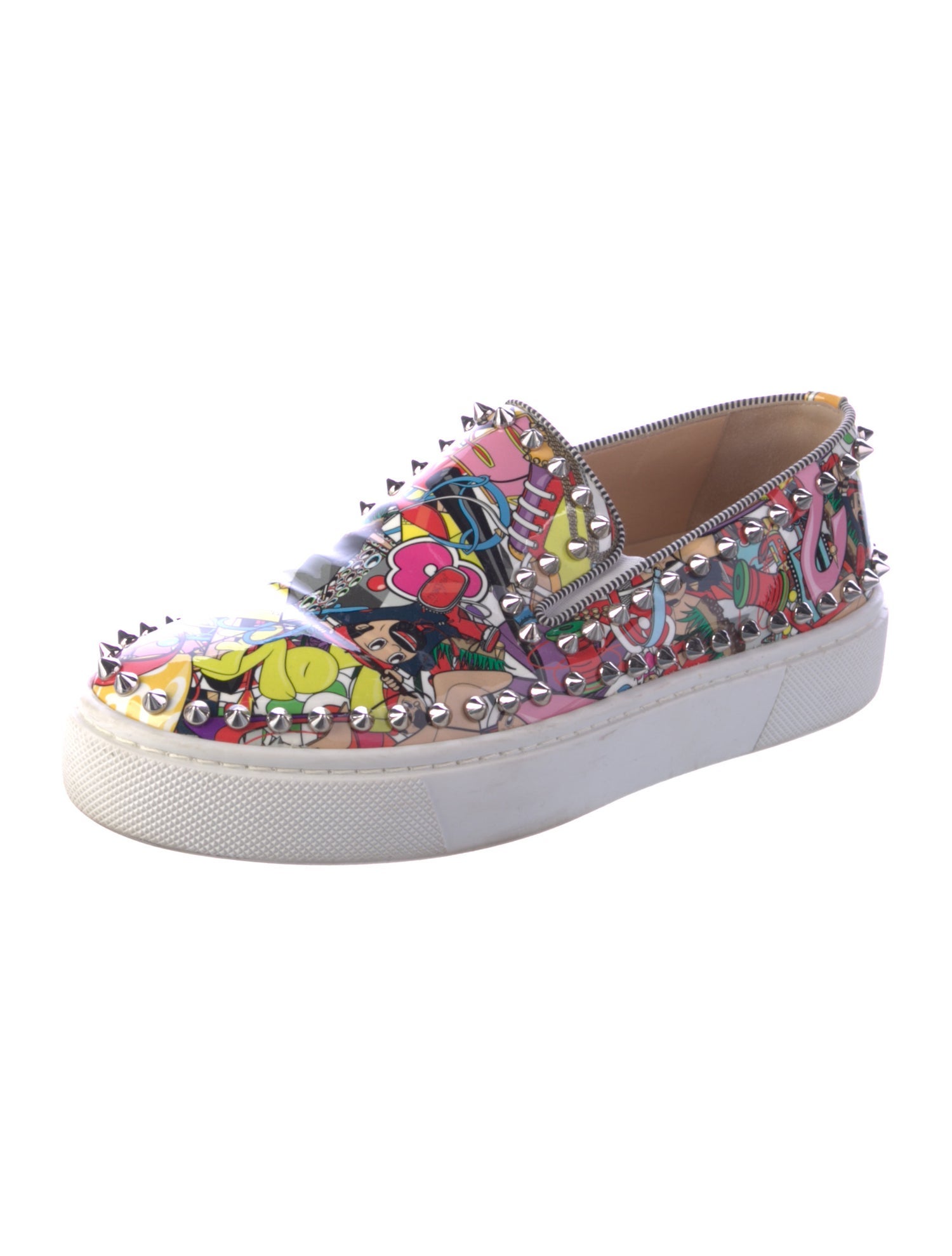 Christian Louboutin Spike Accents Patent Leather Sneakers