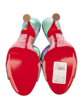 Christian Louboutin Satin Printed Slides
