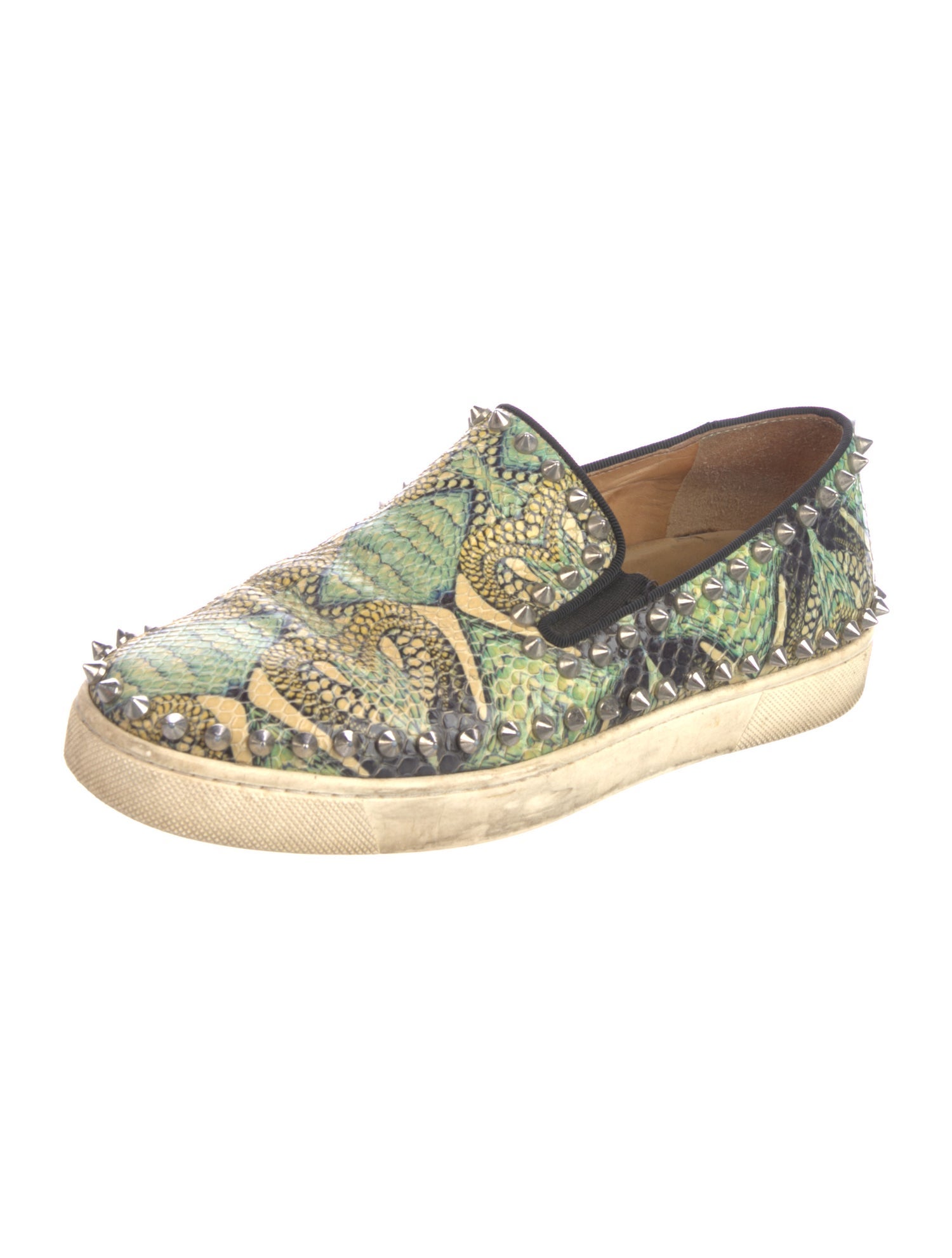 Christian Louboutin Spike Accents Snakeskin Espadrilles