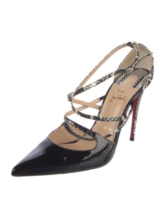 Christian Louboutin Patent Leather Animal Print D'Orsay Pumps