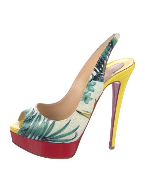 Christian Louboutin Patent Leather Printed Slingback Pumps