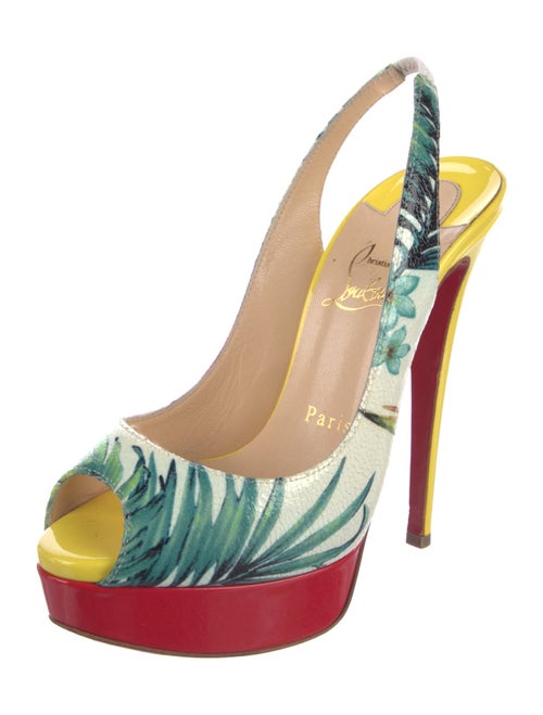 Christian Louboutin Patent Leather Printed Slingback Pumps