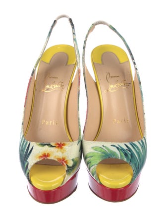 Christian Louboutin Patent Leather Printed Slingback Pumps