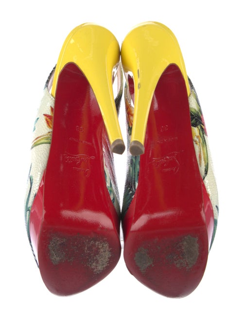 Christian Louboutin Patent Leather Printed Slingback Pumps