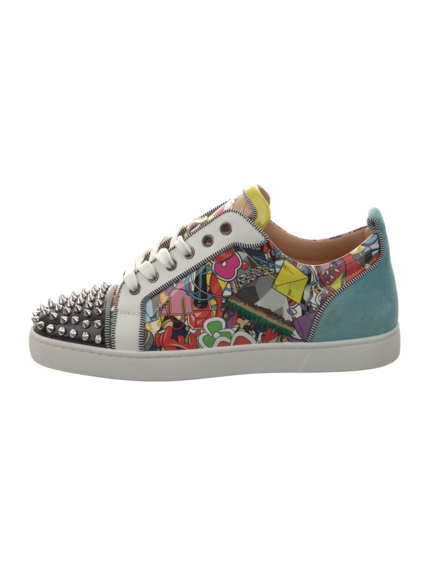 Christian Louboutin Spike Accents Patent Leather Sneakers