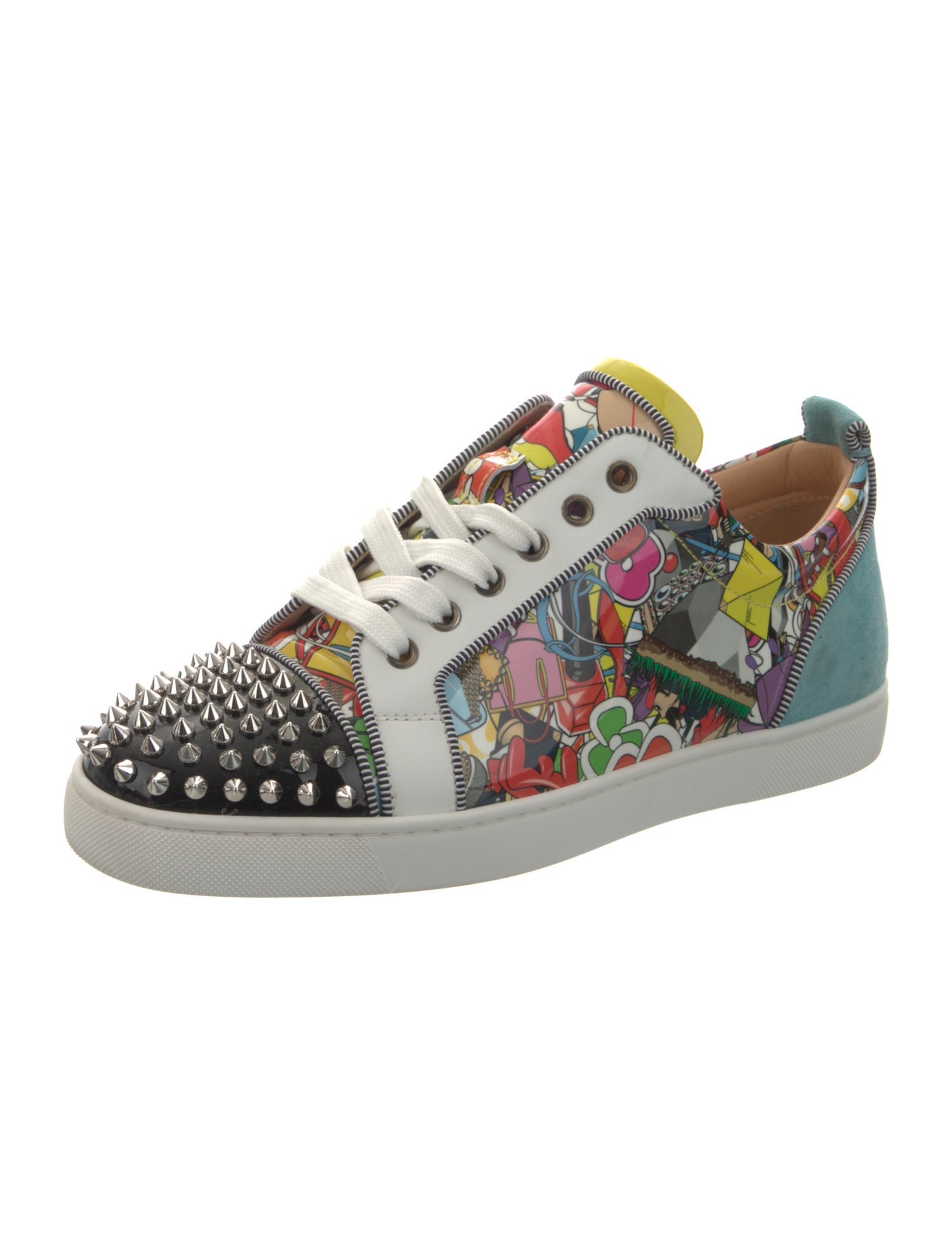 Christian Louboutin Spike Accents Patent Leather Sneakers