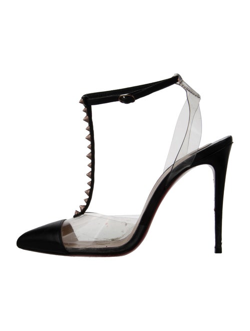 Christian Louboutin Spike Accents Leather T-Strap Pumps