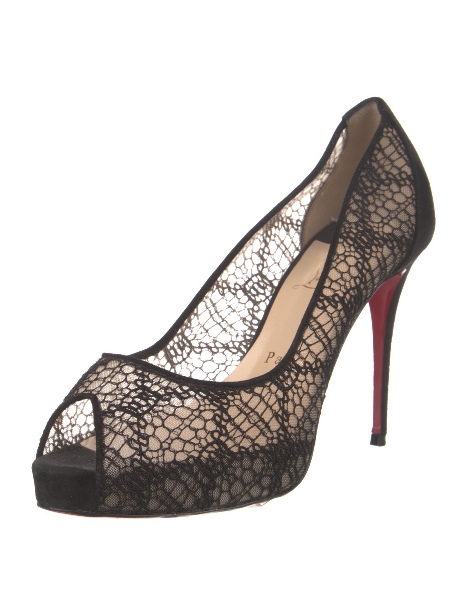 Christian Louboutin Lace Mesh Accents Pumps