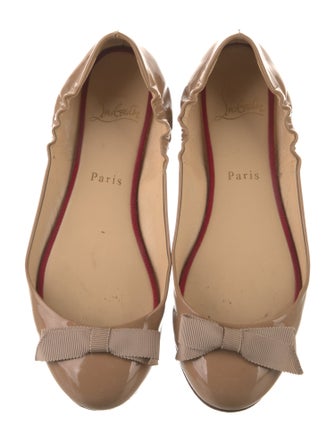 Christian Louboutin Patent Leather Bow Accents Ballet Flats