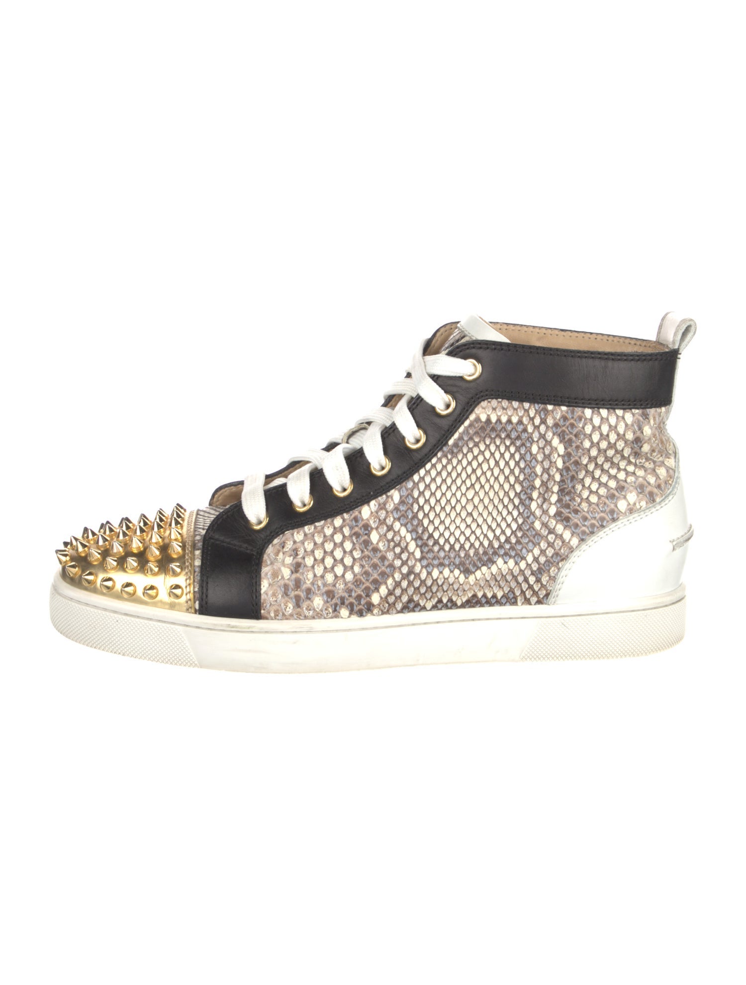 Christian Louboutin Spike Accents Leather Lace-Up Boots