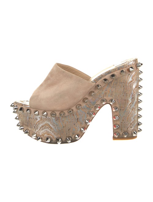 Christian Louboutin Spike Accents Suede Slides