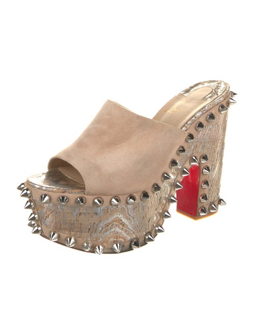 Christian Louboutin Spike Accents Suede Slides