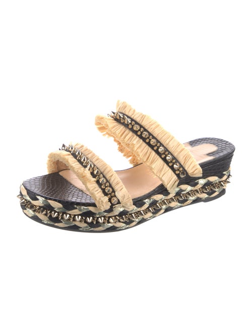 Christian Louboutin Leather Colorblock Pattern Slides