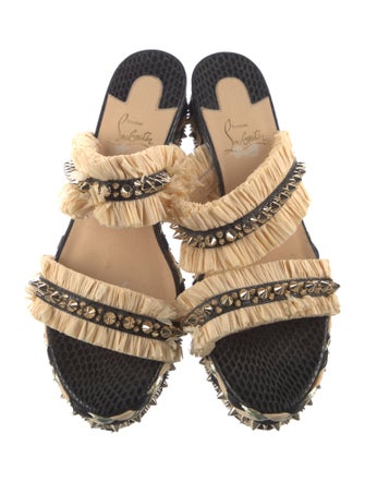 Christian Louboutin Leather Colorblock Pattern Slides