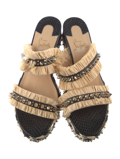 Christian Louboutin Leather Colorblock Pattern Slides