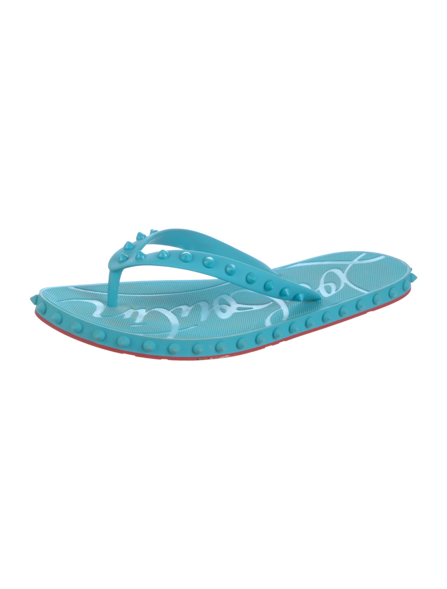 Christian Louboutin Spike Accents Rubber Flip Flops