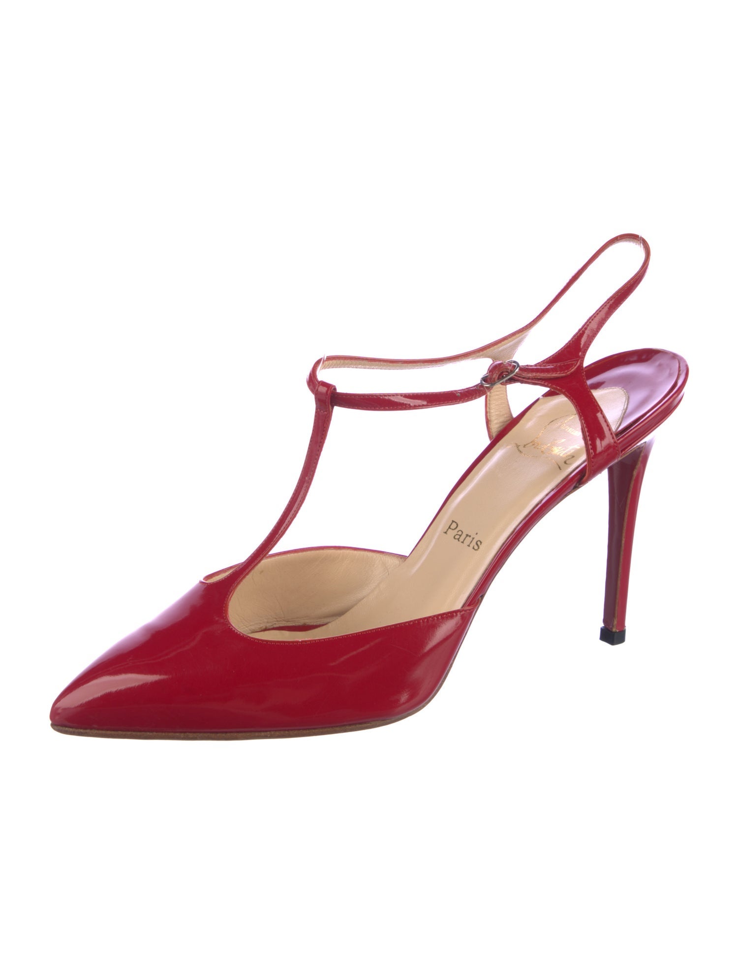 Christian Louboutin Patent Leather T-Strap Pumps