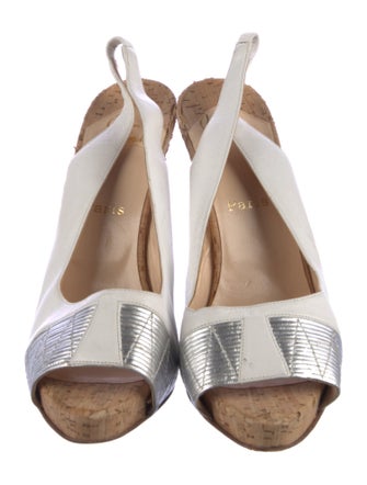 Christian Louboutin Leather Colorblock Pattern Slingback Pumps