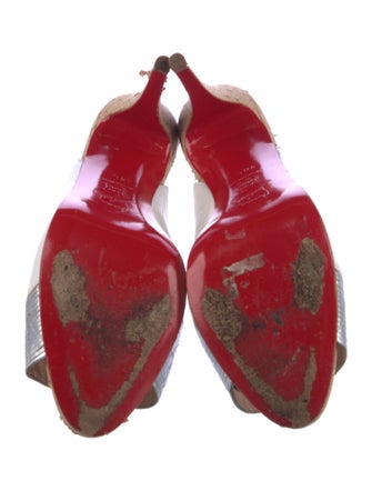 Christian Louboutin Leather Colorblock Pattern Slingback Pumps