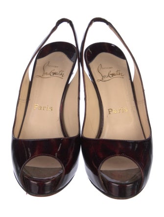 Christian Louboutin Patent Leather Printed Slingback Pumps