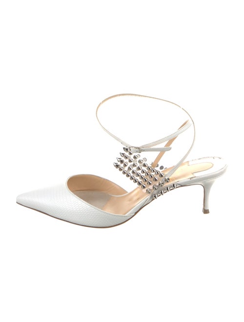Christian Louboutin Spike Accents Leather Slingback Pumps