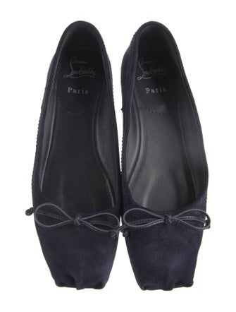 Christian Louboutin Suede Bow Accents Ballet Flats