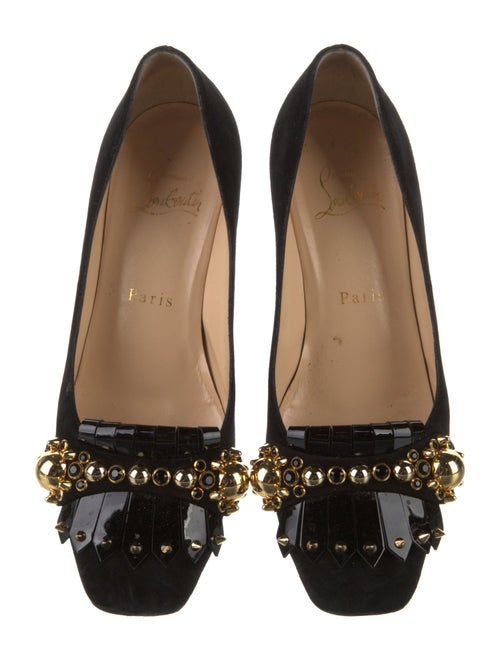 Christian Louboutin Spike Accents Suede Pumps