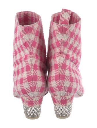 Christian Louboutin Plaid Print Crystal Embellishments Boots