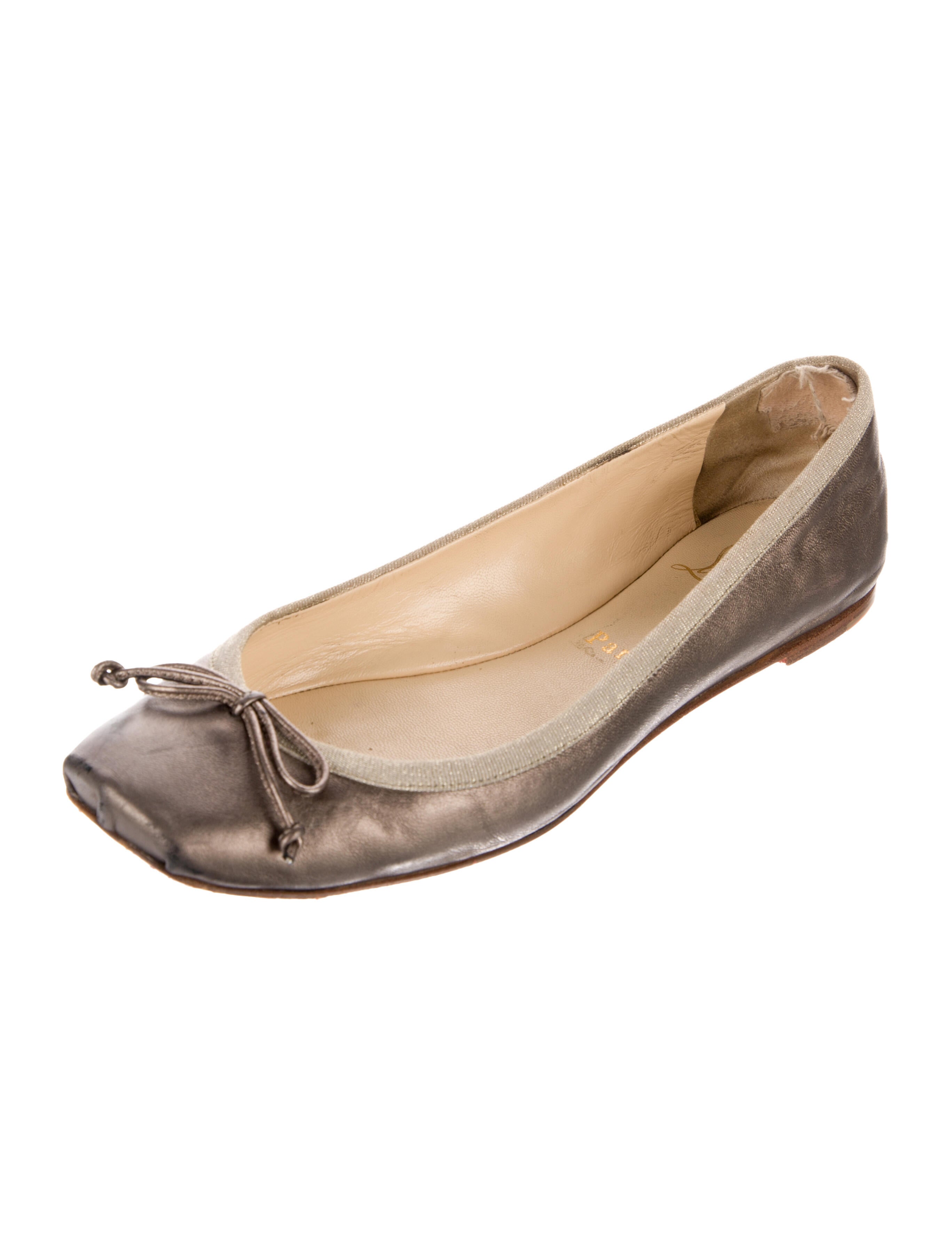 Christian Louboutin Leather Bow Accents Ballet Flats