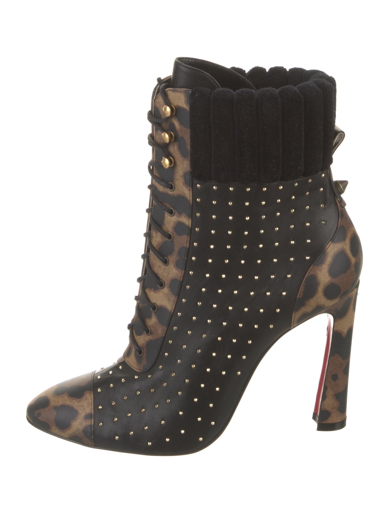 Christian Louboutin Leather Animal Print Lace-Up Boots