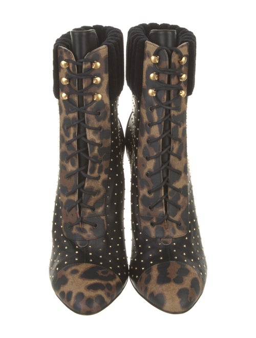 Christian Louboutin Leather Animal Print Lace-Up Boots