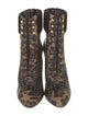Christian Louboutin Leather Animal Print Lace-Up Boots