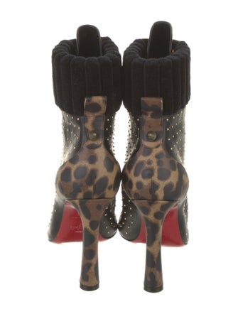 Christian Louboutin Leather Animal Print Lace-Up Boots
